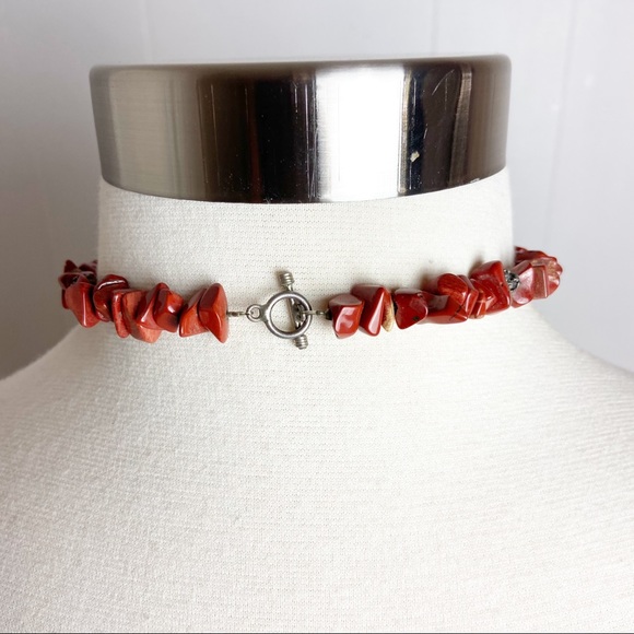 Large Statement Red Jasper Real Stones Necklace - Picture 3 of 3